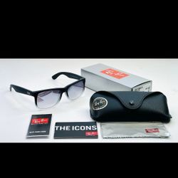 Ray BAN JUSTIN 852/88 BLACK AND GRAY FRAME - SILVER MIRROR GRADIEBT LENSES