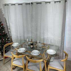 MCM Scan Minimalist Glass Dining Table With 6 Chairs 