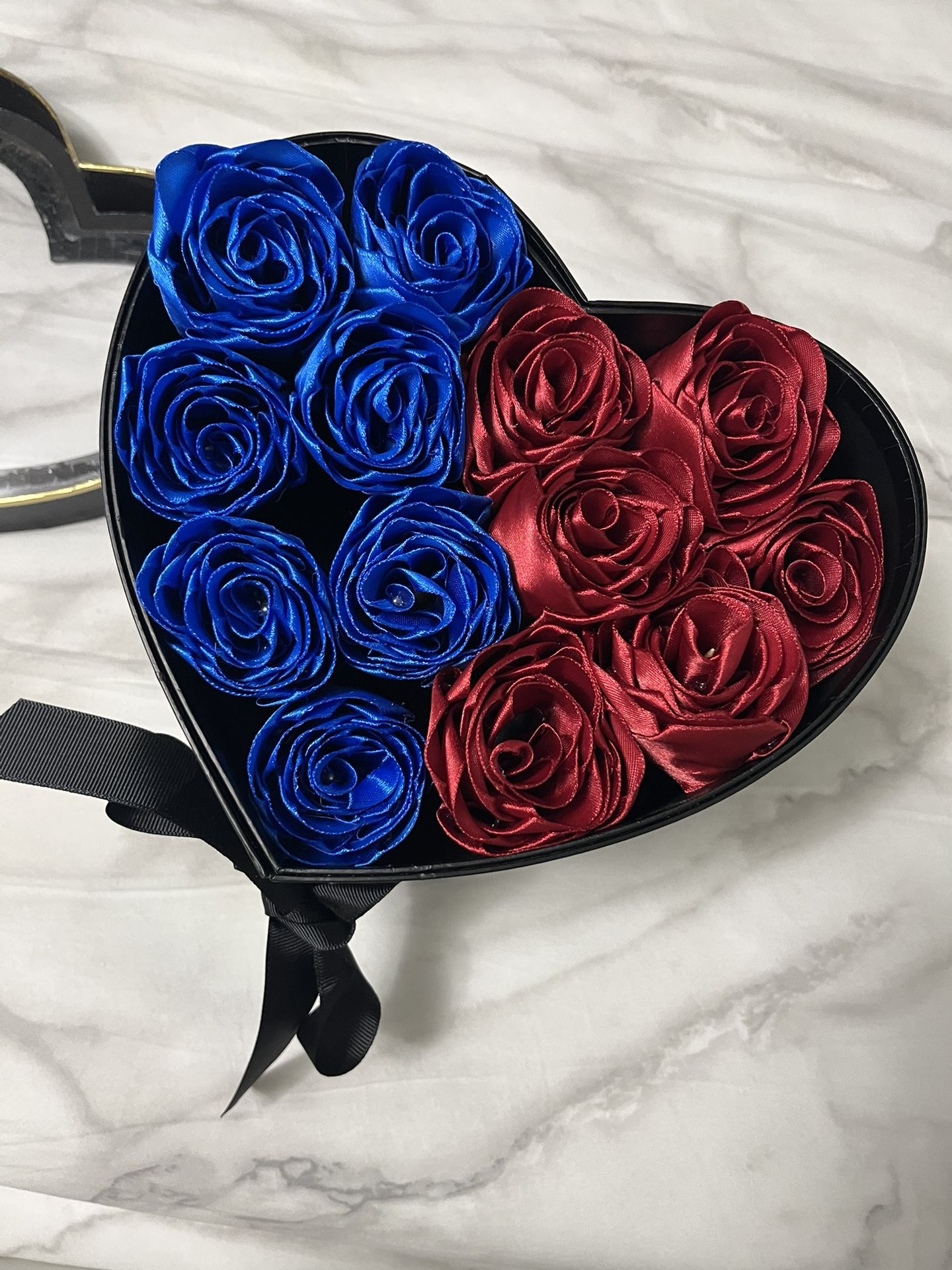 2 Tier Heart Shaped Box with Ribbon Flowers
