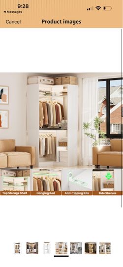 34’’ Closet Organizer System with Hanging Rods, Wood, Walk-in Closets for Corner Small Space, Garment Rack