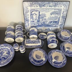 Spode blue Italian - Made England - Butter Dish, Mugs, Teacups, Etc. 
