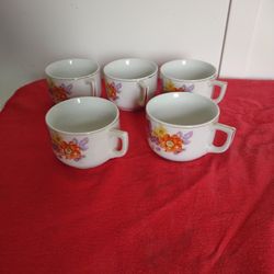 Floral Vintage Tea Cup Set Of 5 Made In Japan 