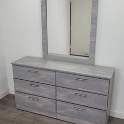 Grey charcoal dresser And Mirror Set 