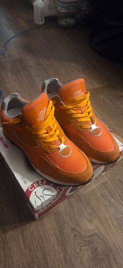 Louis Vuitton Men’s Orange Suede & Mesh Sneakers