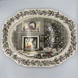 Vintage Johnson Brothers “Merry Christmas” 20″ Platter – Beautiful Condition