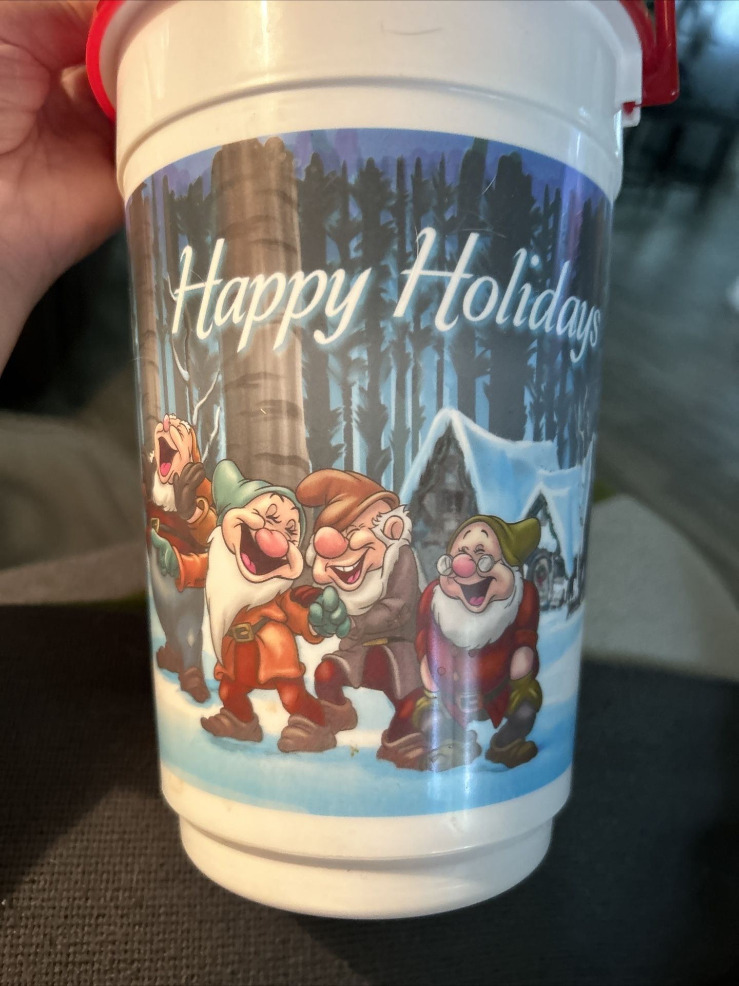 Walt Disney World Holiday Snow White Seven Dwarfs Popcorn Bucket