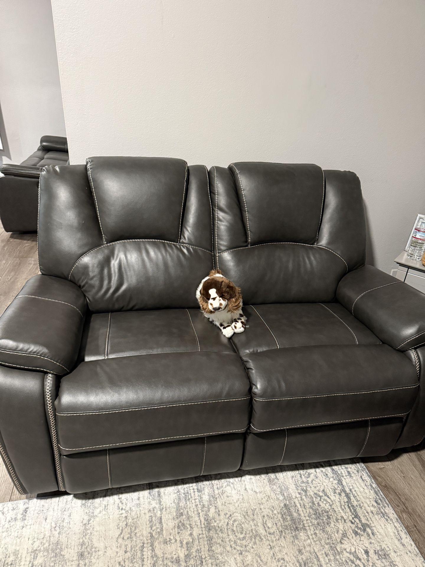 Three-Piece, Matching Sofas Set With Automatic Recliners, Leather