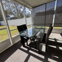 Dining Table, Brown Black And Clear 