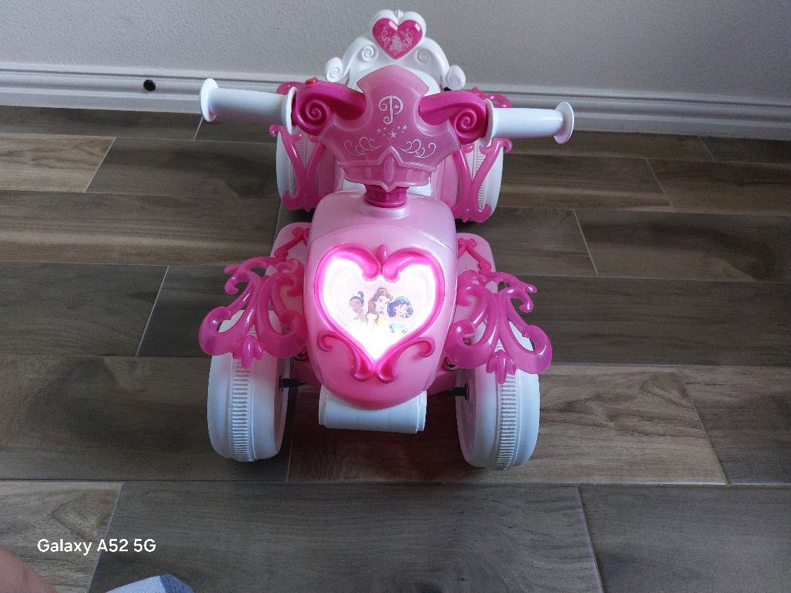 Disney Princess Pink Electric Ride-On Car for Little Girls with LED Lights and Sound Effects