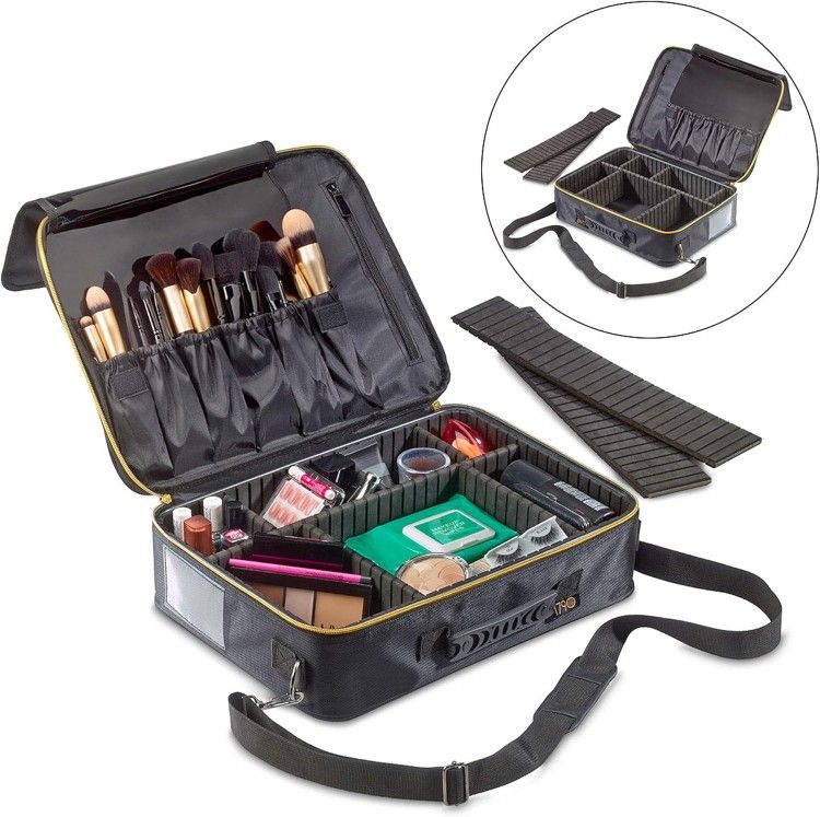 1790 Large Makeup Organizer - Travel Cosmetic Bag Lightweight - Electronics Travel Organizer - Adjustable Dividers - Lock-Friendly Zipper Size: LARGE
