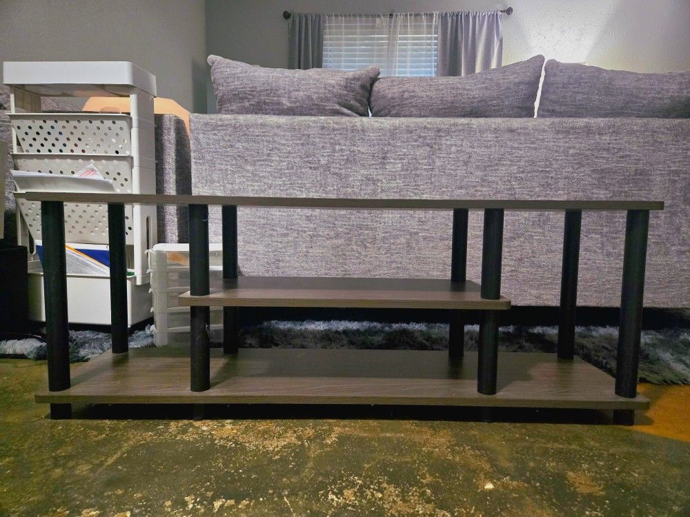 Amber Pine/ Black TV Stand