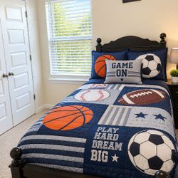 TWIN SIZE BED WITH NEW MATTRESS AND BOXSPRING 