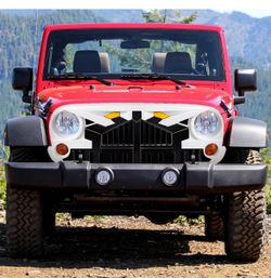 Empire Grille W/ Amber Lights - White & Black For 07-18 Jeep Wrangler JK