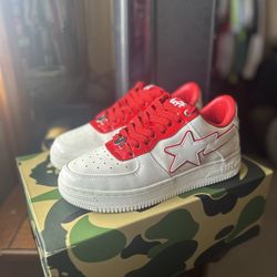 A Bathing Ape Bape Sta Patent Leather White Red