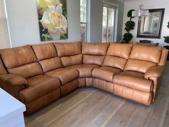 Arizona Leather Cognac Reclining Sectional - DELIVERY AVAILABLE