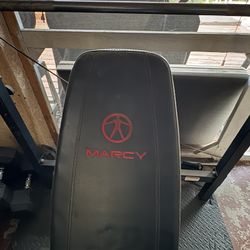 Marcy Adjustable Weight Bench + Rack Mounts + 100 lbs Weights