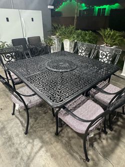 Cast Aluminum Patio Dining Set with 7 Chairs