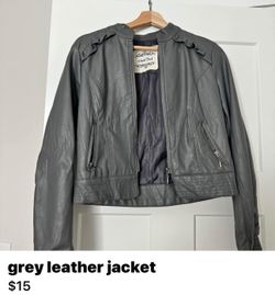 Gray Leather Jacket 