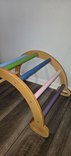 Montessori Climbing Arch & Rocker – Multi-Colored Wooden Toddler Toy
