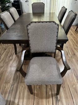 Wood table with 6 chairs