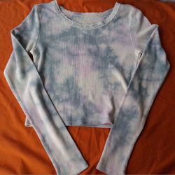 American Eagle Tie-dye Waffle Knit Long-sleeve Cropped Top Xs