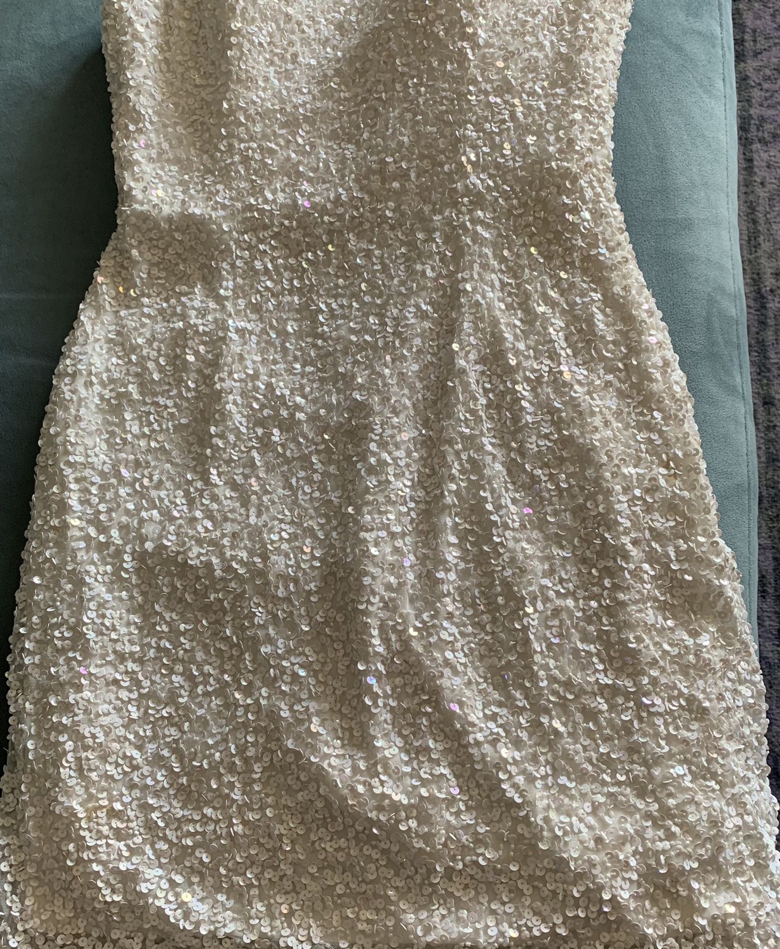 White Sequin Mini Dress- Size 4 ! Worn Once!
