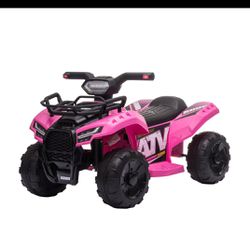 Aosom Kids ATV Four Wheeler Ride on Car, Motorized Quad, 6V Battery Powered Electric Quad with Songs for 18-36 Months, Pink