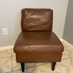 Brown Leather Single Sofa