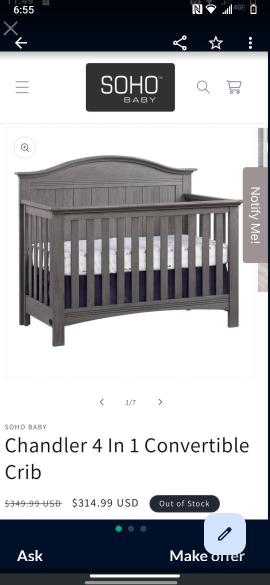 Soho Baby Sheridan 4 In One Convertible Crib
