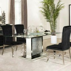 Marilyn - 5 Piece Rectangular Dining Set - Mirror And Black
