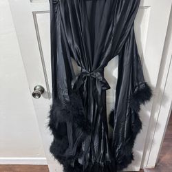 Satin And Feathers Robe Halloween Bridal 