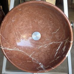 Red Marble Stone Vessel Sink