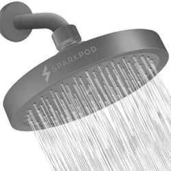 Shower Head - High Pressure Rain - Charcoal Grey 6" Round