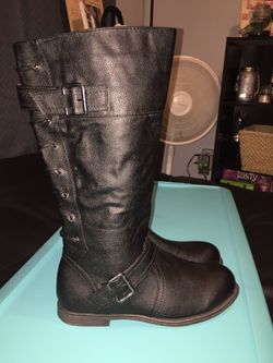 Black Saddle Boots With Laces & Buckles
