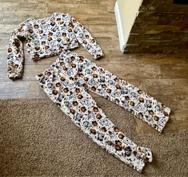 Pink-O-Ween 2 Piece Ghost and Pumpkin pajama set-Size Small