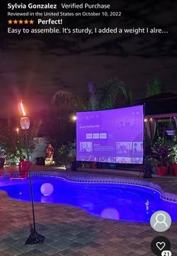 150 inch Projector Screen with Stand, USB String Lights Connection 16:9 4K HD Portable Movie Screen Indoor Outdoor,Wrinkle-Free Foldable Projection Sc