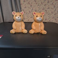 Cuddy Bear Salt And Pepper Shakes Made Out Of Ceramic.