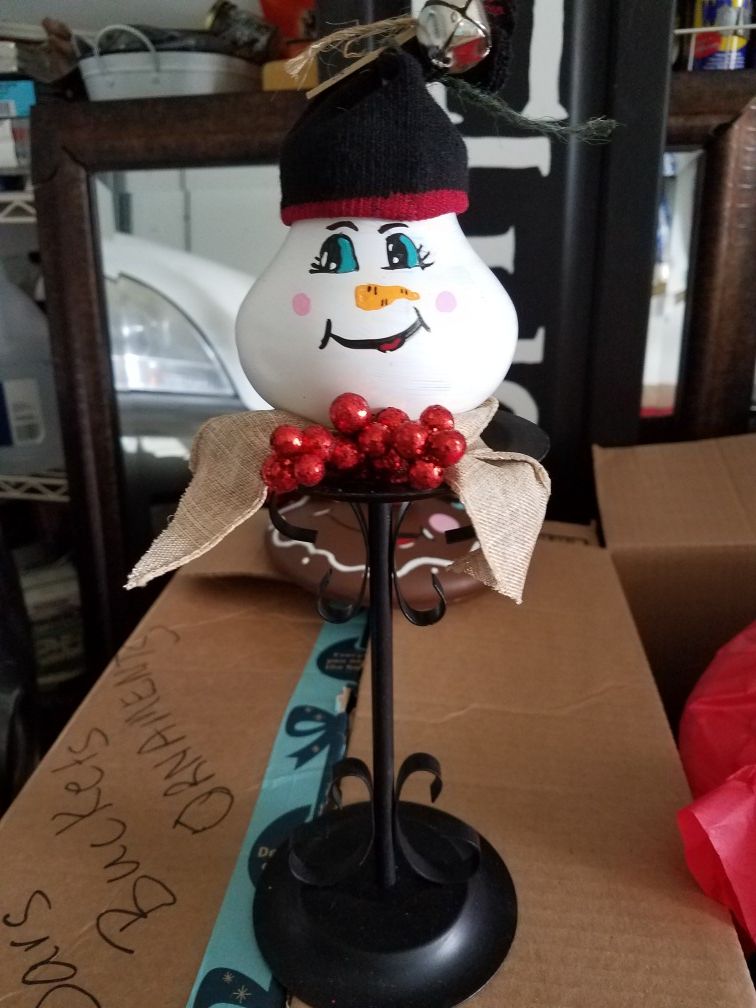 Handpainted candleholder with battery operated candle