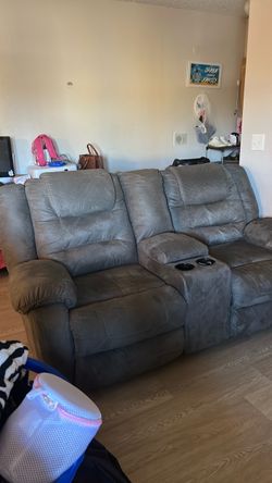 Grey love seat recliner sofa