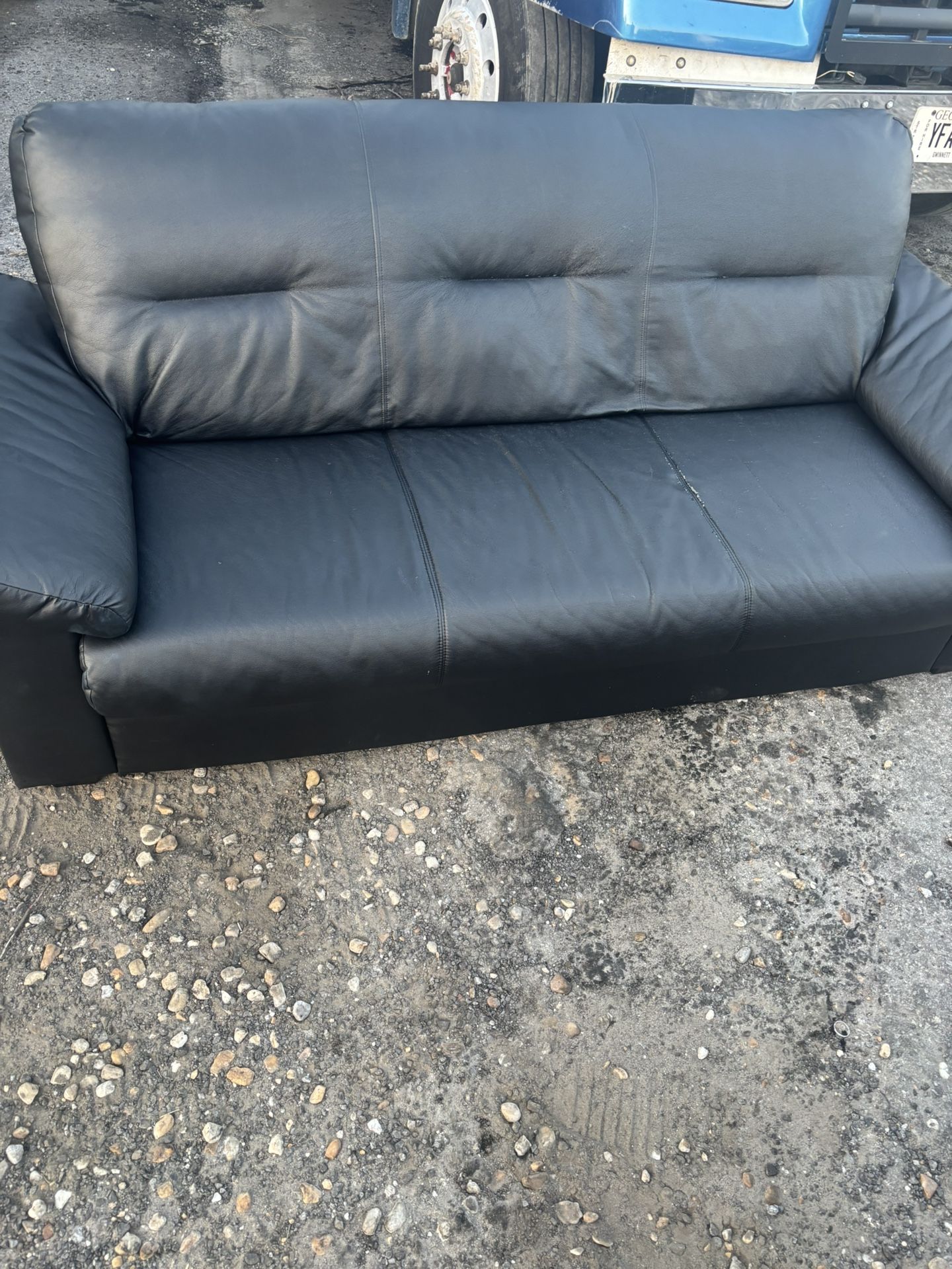 Black Faux Leather Couch