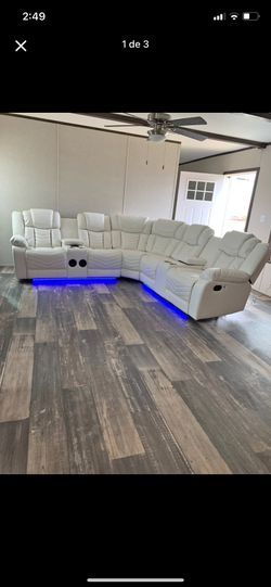 New in box, white reclining sectional sofa