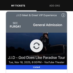 JID Pit Ticket Plus Meet And Greet