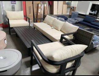 SELL AS IS Assembled New 4-Piece Outdoor Steel Sofa Set Patio Furniture Conversation Set