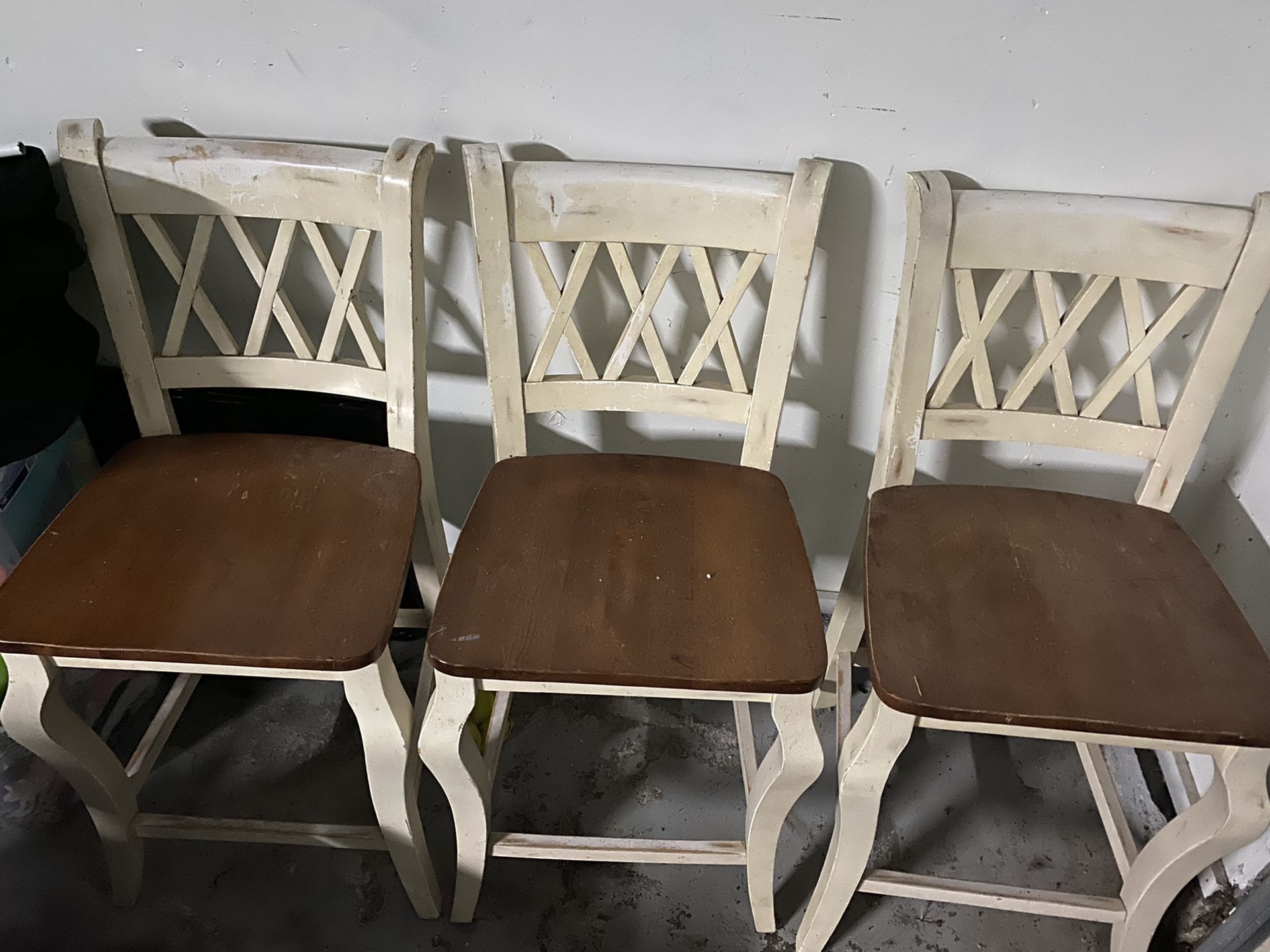 Three farmhouse rustic chairs