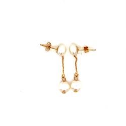14K Gold 2-Pearl Drop Earrings