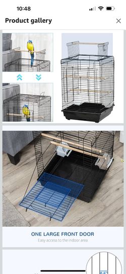 PawHut D10-049V01 Steel Bird Cage with Openable Top - Black