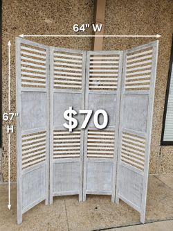 4 panels wood room divider (64"W×67"H)