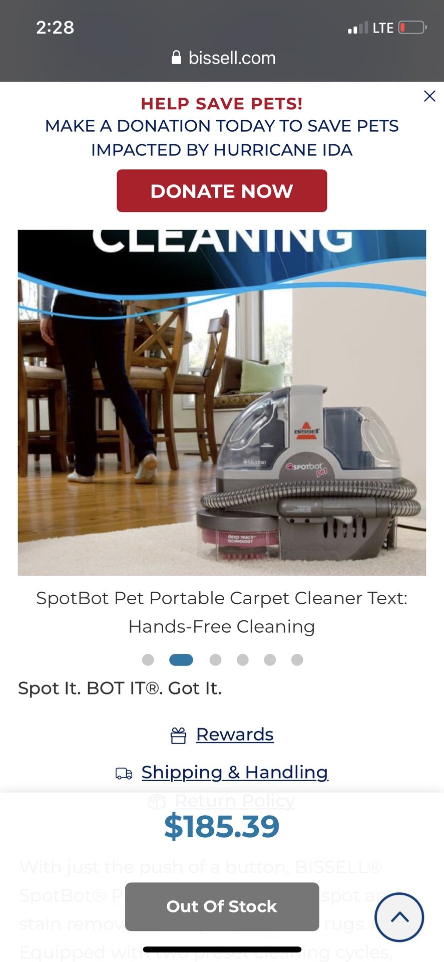 Bissell Spotbot Pet Stain Carpet Cleaner