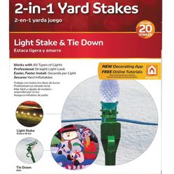 NEW IN BOX - 20ct 2in1 Lights & Inflatable yard Stakes