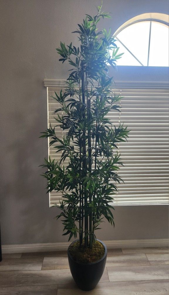 8' Bamboo Style Artificial Tall Plant/Tree W/ Base